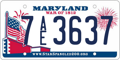 MD license plate 7AE3637