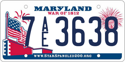 MD license plate 7AE3638
