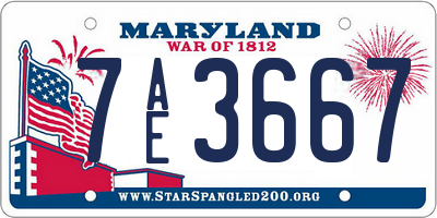 MD license plate 7AE3667