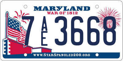 MD license plate 7AE3668