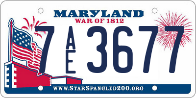 MD license plate 7AE3677