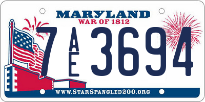 MD license plate 7AE3694