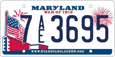 MD license plate 7AE3695