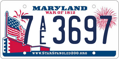 MD license plate 7AE3697