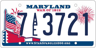 MD license plate 7AE3721