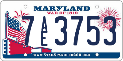 MD license plate 7AE3753