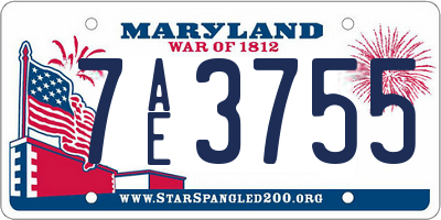 MD license plate 7AE3755