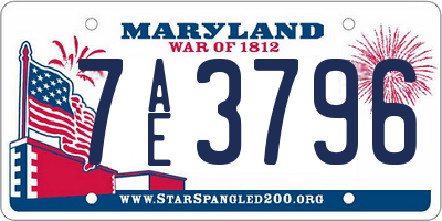 MD license plate 7AE3796