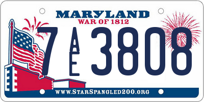 MD license plate 7AE3808