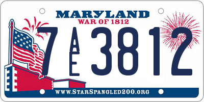 MD license plate 7AE3812