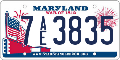MD license plate 7AE3835