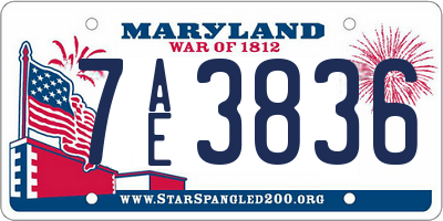 MD license plate 7AE3836
