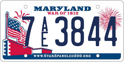 MD license plate 7AE3844