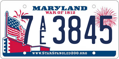 MD license plate 7AE3845