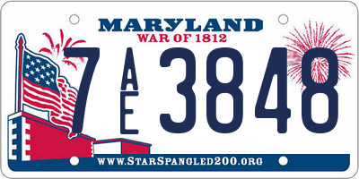 MD license plate 7AE3848