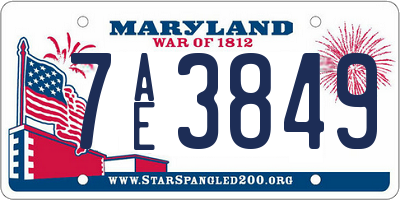 MD license plate 7AE3849