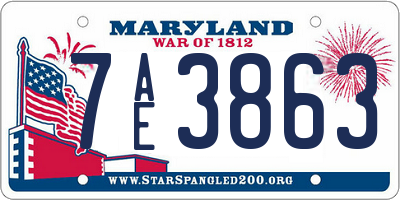 MD license plate 7AE3863