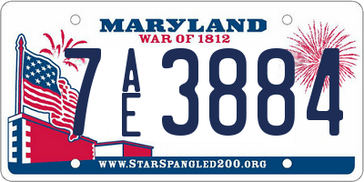 MD license plate 7AE3884