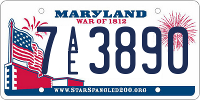 MD license plate 7AE3890