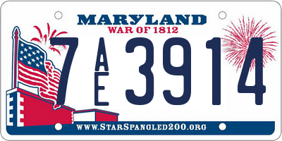 MD license plate 7AE3914
