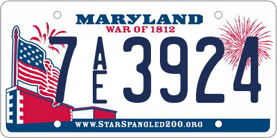MD license plate 7AE3924