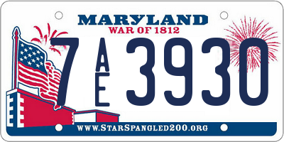 MD license plate 7AE3930