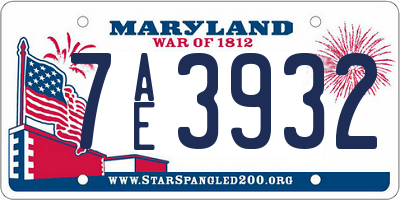 MD license plate 7AE3932