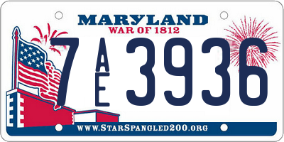 MD license plate 7AE3936