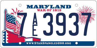 MD license plate 7AE3937
