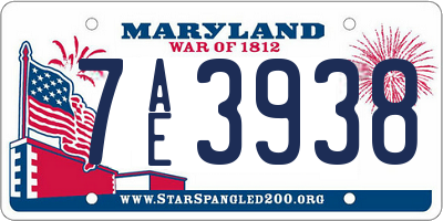 MD license plate 7AE3938