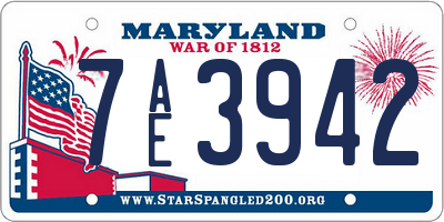 MD license plate 7AE3942
