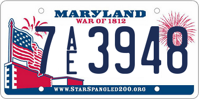 MD license plate 7AE3948
