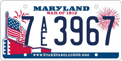 MD license plate 7AE3967