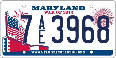 MD license plate 7AE3968