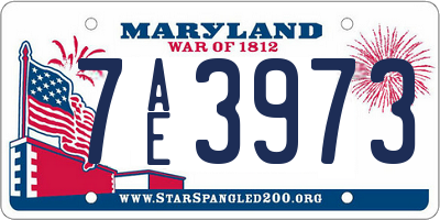 MD license plate 7AE3973