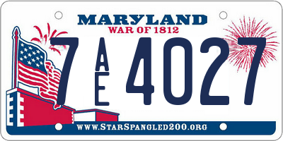 MD license plate 7AE4027