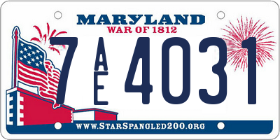 MD license plate 7AE4031