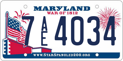 MD license plate 7AE4034