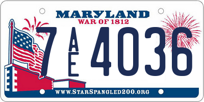 MD license plate 7AE4036