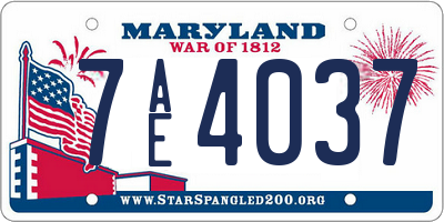 MD license plate 7AE4037