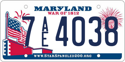 MD license plate 7AE4038