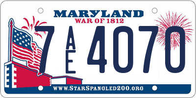 MD license plate 7AE4070