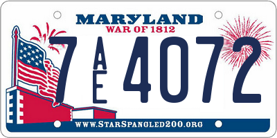 MD license plate 7AE4072