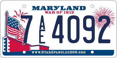 MD license plate 7AE4092