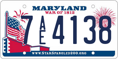 MD license plate 7AE4138