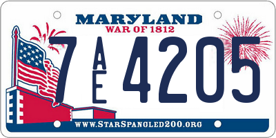 MD license plate 7AE4205