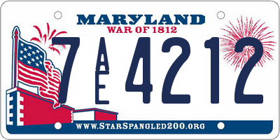 MD license plate 7AE4212