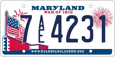 MD license plate 7AE4231