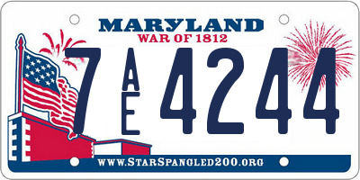 MD license plate 7AE4244