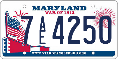 MD license plate 7AE4250